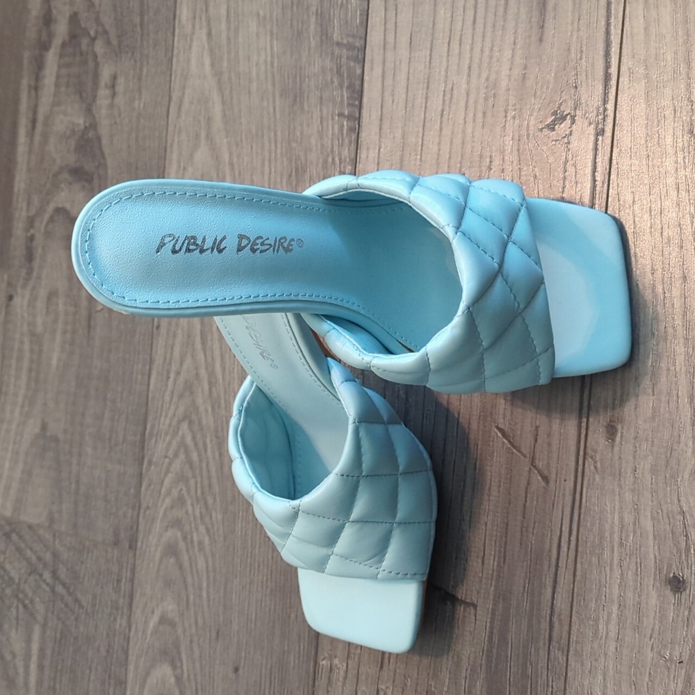 Public Desire Tiffany Blue Quilted Design Sandals
